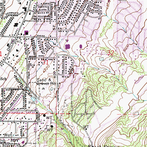 Topographic Map of Oakvista Park, UT