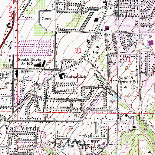 Topographic Map of Val Verda Heights, UT