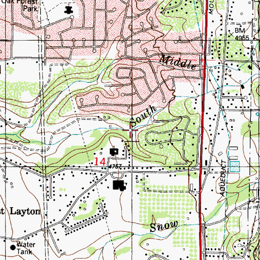 Topographic Map of Oak Hill, UT