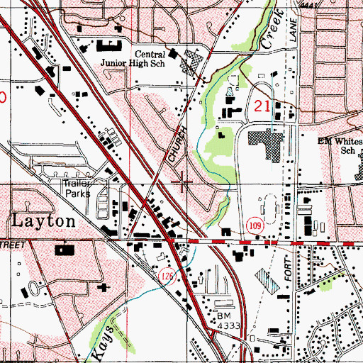 Topographic Map of Church Street, UT