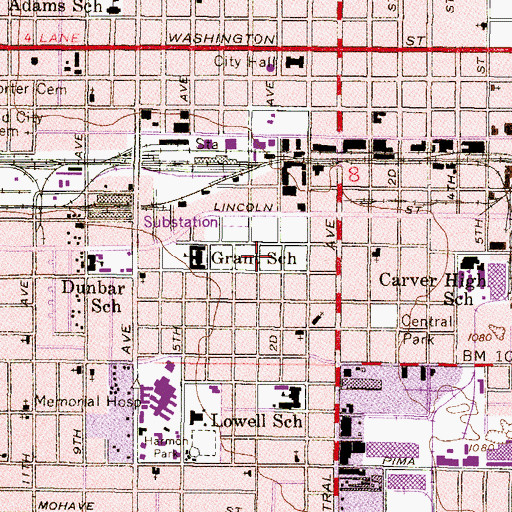 Topographic Map of Grant Park, AZ