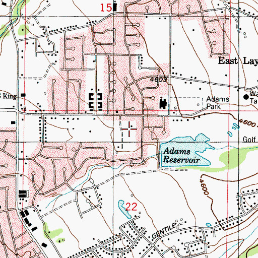 Topographic Map of Roueche Hills, UT