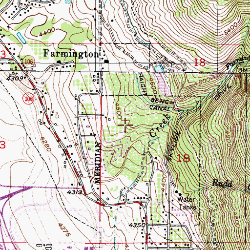 Topographic Map of Farmington Hills, UT