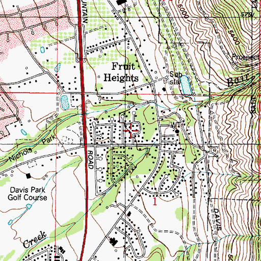 Topographic Map of Green Mountain Estates, UT