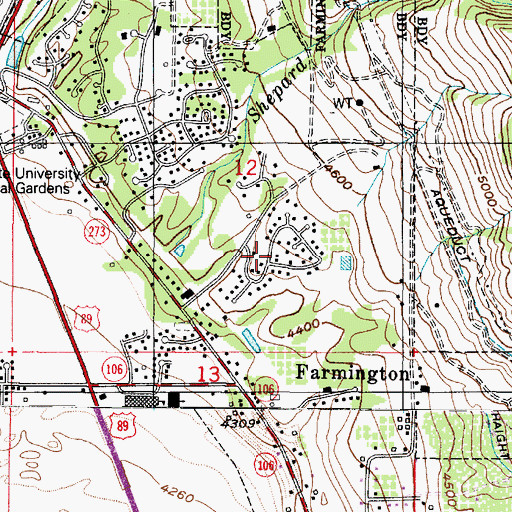 Topographic Map of Farmington Orchards, UT