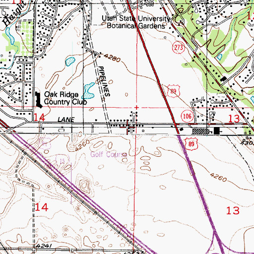 Topographic Map of Oakridge Place, UT