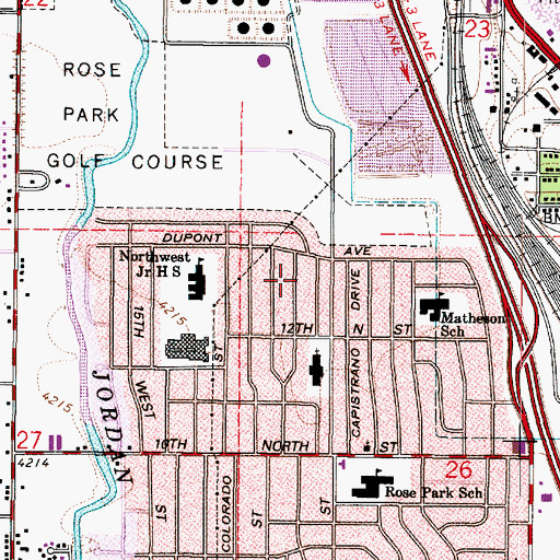 Topographic Map of Rose Park, UT