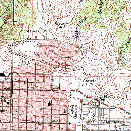 Topographic Map of Capitol Heights, UT