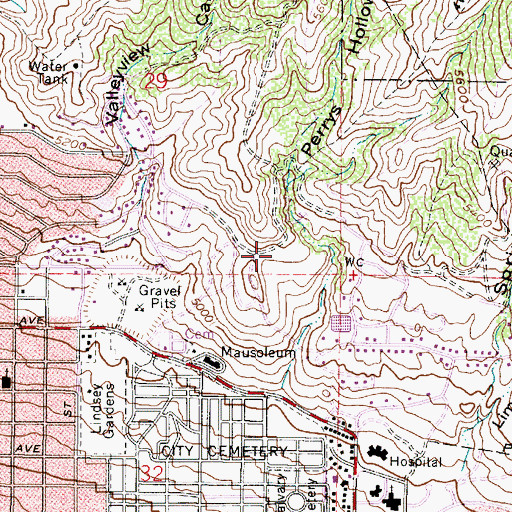Topographic Map of Perrys Hollow, UT