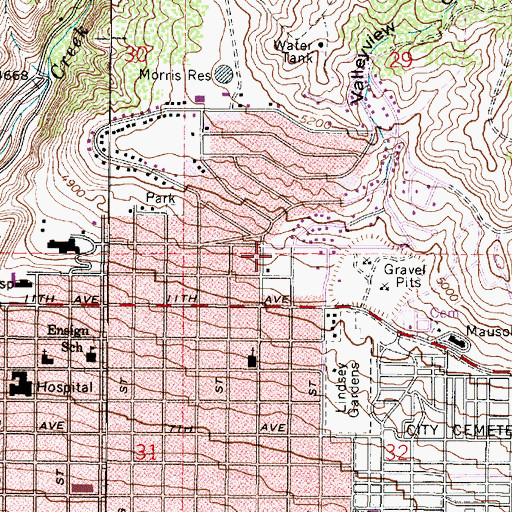 Topographic Map of Thirteenth Avenue, UT