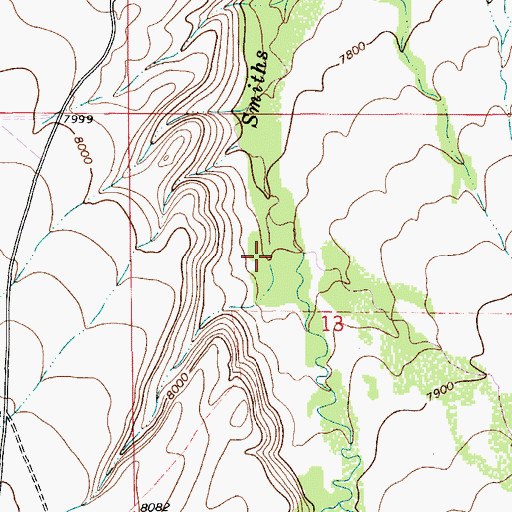 Topographic Map of East Fork Smiths Fork, UT