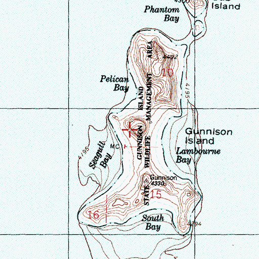 Topographic Map of Gunnison Island, UT