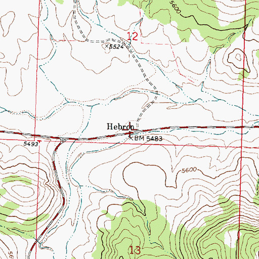 Topographic Map of Hebron, UT