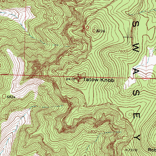 Topographic Map of Tatow Knob, UT