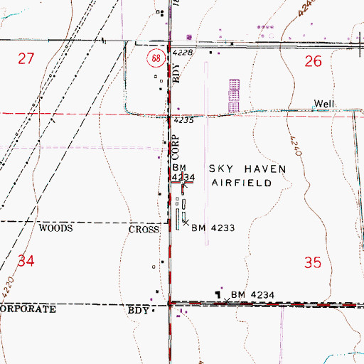 Topographic Map of Skypark Airport, UT