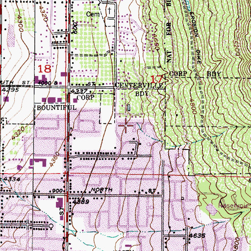 Topographic Map of The Hills Subdivisions, UT