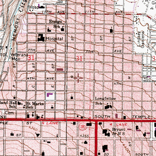 Topographic Map of The Avenues Condominium, UT