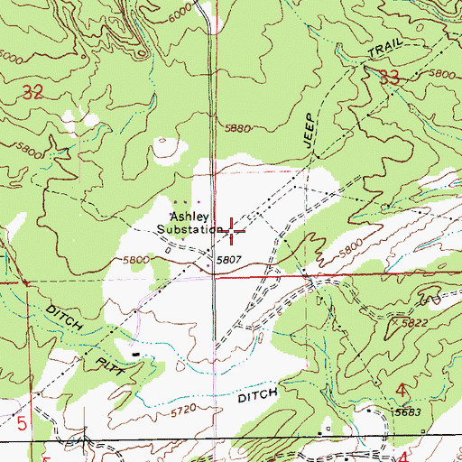 Topographic Map of Ashley Substation, UT