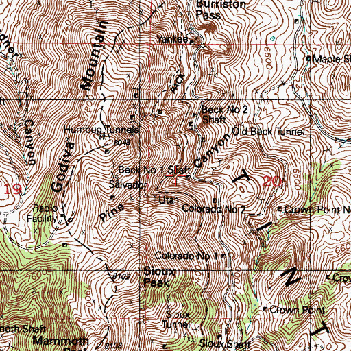 Topographic Map of Beck Number 1 Shaft, UT