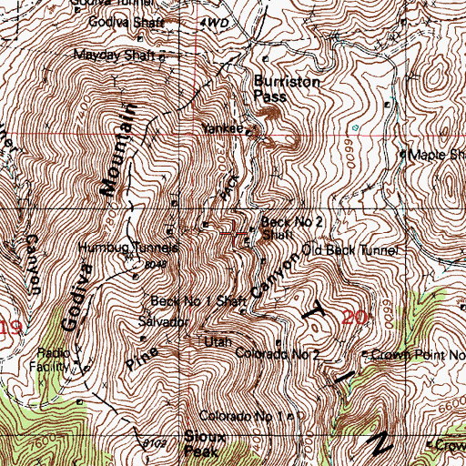 Topographic Map of Beck Number 2 Shaft, UT