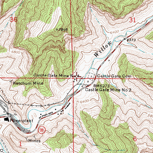 Topographic Map of Castle Gate Mine Number 4, UT