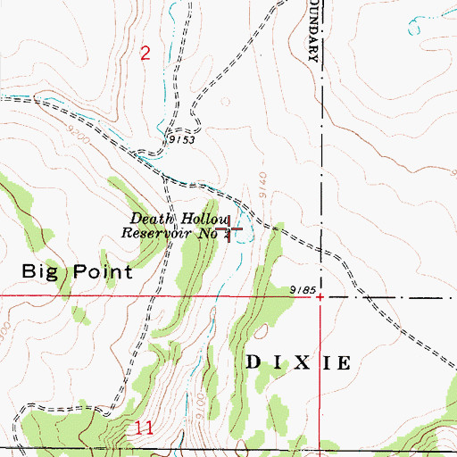 Topographic Map of Death Hollow Reservoir Number 2, UT