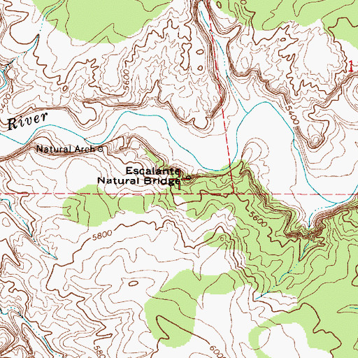 Topographic Map of Escalante Natural Bridge, UT