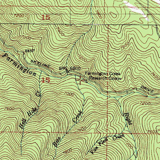 Topographic Map of Farmington Creek Research Center, UT
