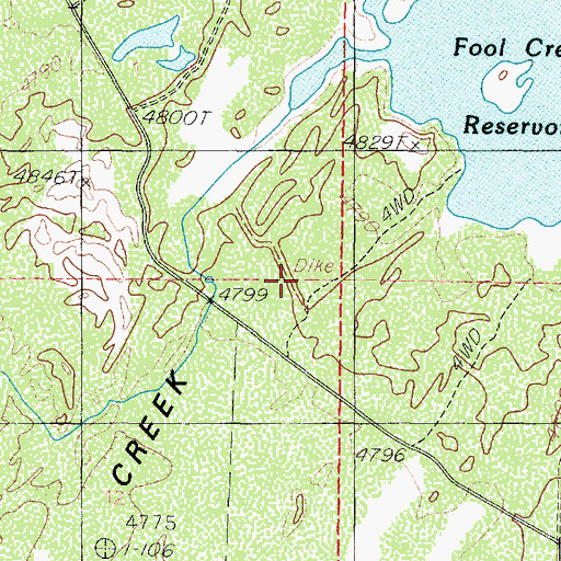 Topographic Map of Fool Creek Reservoir Number 1, UT