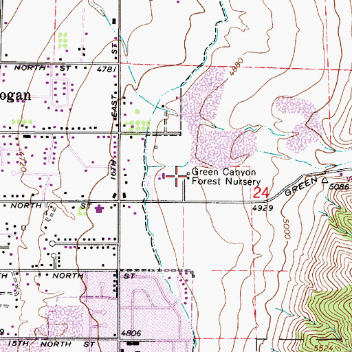 Topographic Map of Green Canyon Forest Nursery, UT