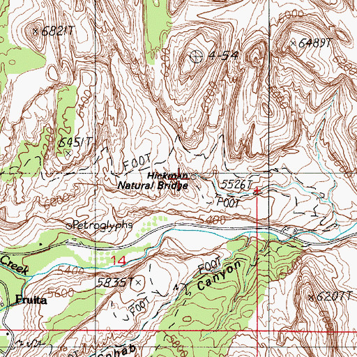Topographic Map of Hickman Natural Bridge, UT