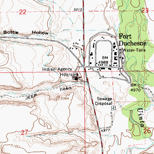 Topographic Map of Indian Agency Headquarters, UT