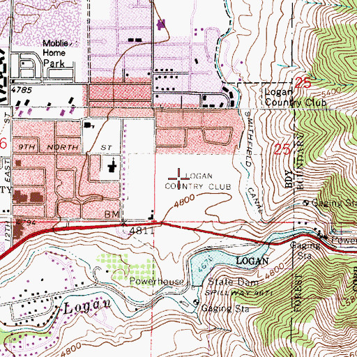 Topographic Map of Logan Country Club, UT