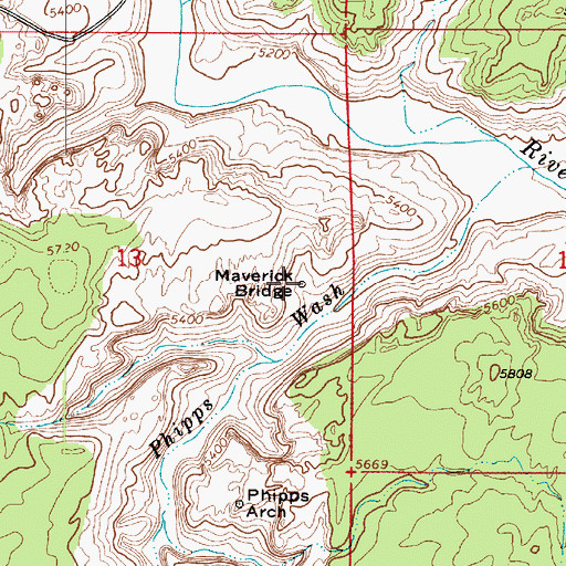 Topographic Map of Maverick Bridge, UT