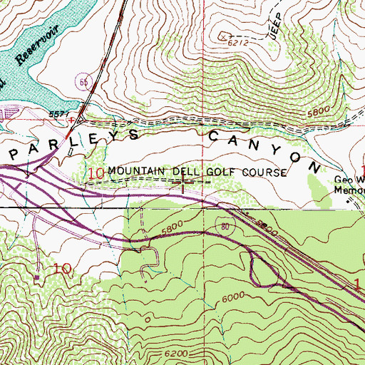 Topographic Map of Mountain Dell Golf Course, UT