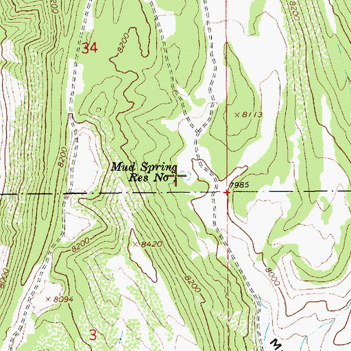 Topographic Map of Mud Spring Reservoir Number 1, UT