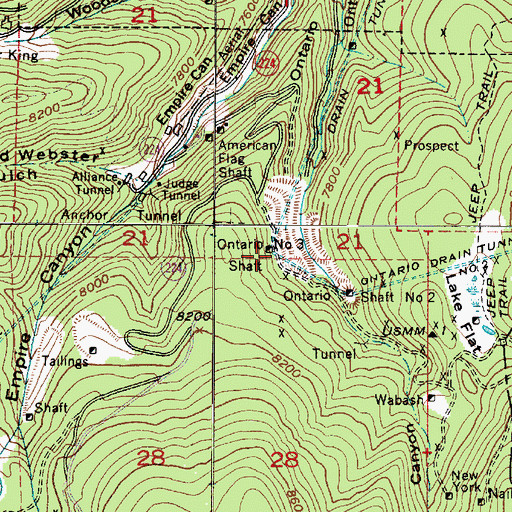 Topographic Map of Ontario Number 1 Shaft, UT
