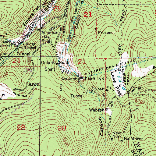 Topographic Map of Ontario Shaft Number 2, UT