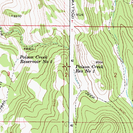 Topographic Map of Poison Creek Reservoir Number 1, UT