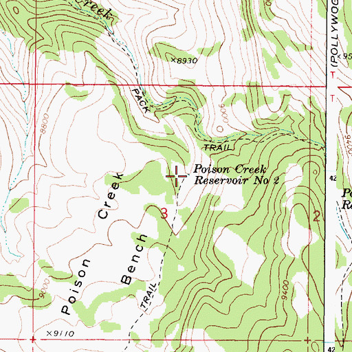 Topographic Map of Poison Creek Reservoir Number 2, UT