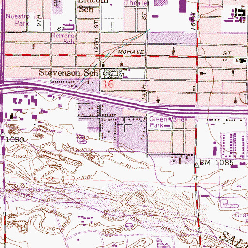 Topographic Map of Green Valley Park, AZ