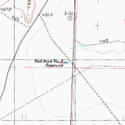 Topographic Map of Red Rock Number 1 Reservoir, UT