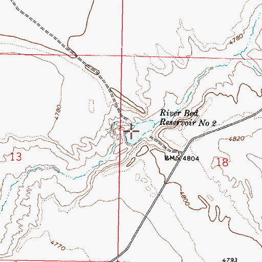 Topographic Map of River Bed Reservoir Number 2, UT