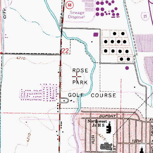 Topographic Map of Rose Park Golf Course, UT