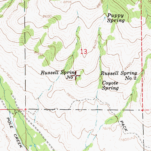 Topographic Map of Russell Spring Number 1, UT