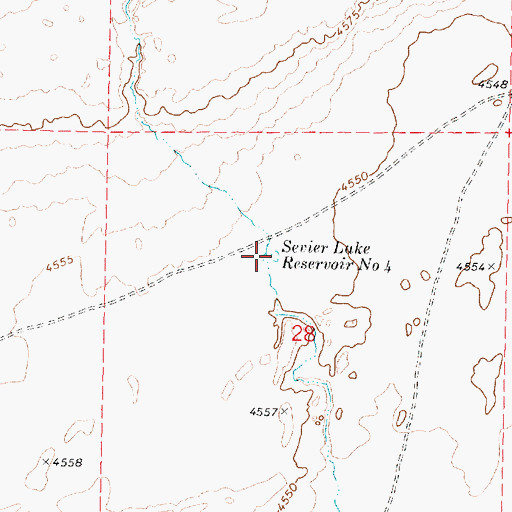 Topographic Map of Sevier Lake Reservoir Number 4, UT