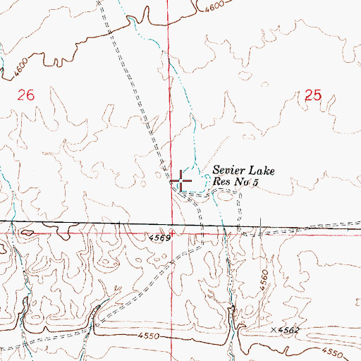 Topographic Map of Sevier Lake Reservoir Number 5, UT