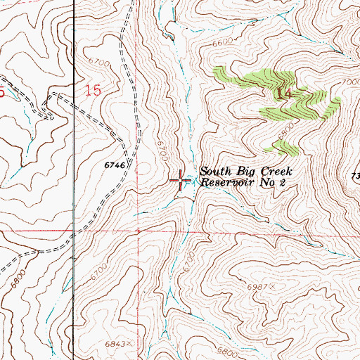 Topographic Map of South Big Creek Reservoir Number 2, UT