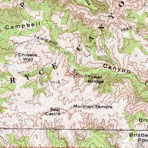 Topographic Map of Tower Bridge, UT