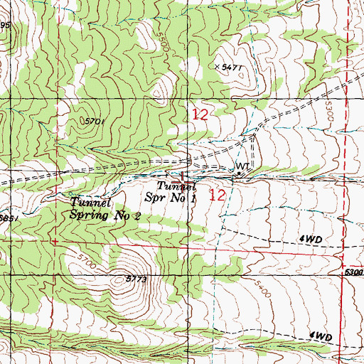 Topographic Map of Tunnel Spring Number 1, UT